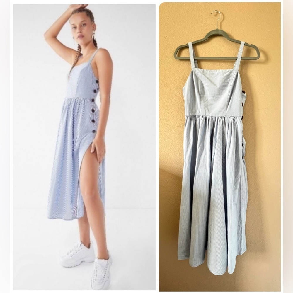 Urban Outfitters Kaye Square Neck Button Down Midi Dress